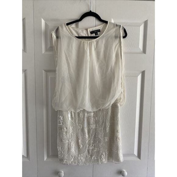 Aidan Mattox Womens 4 Ivory White‎ Beaded Dress Formal Event Glam - Picture 1 of 11